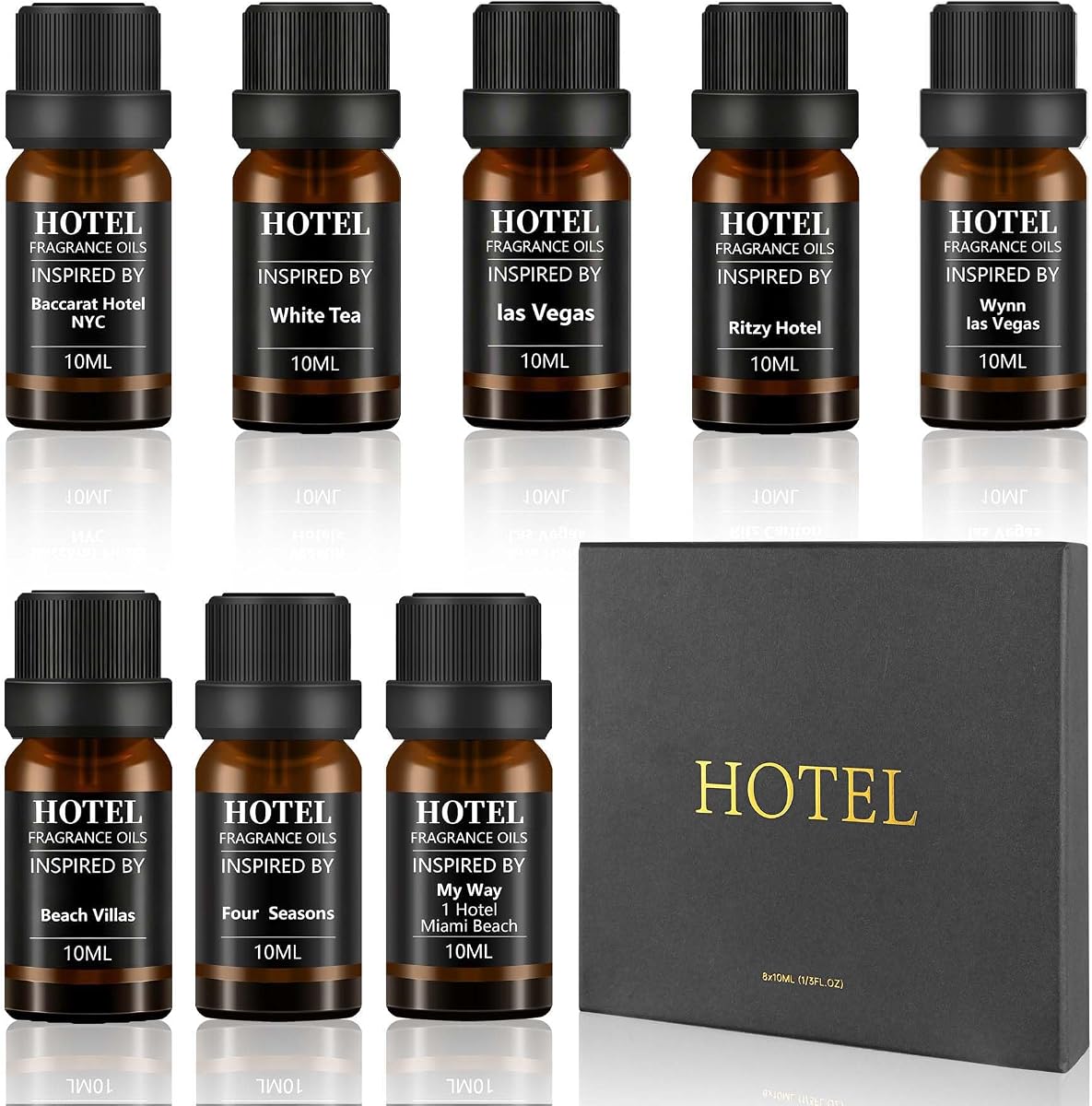 Hotel Collection Diffuser Essential Oil Gift Set,Hotel Scents for Home,Stress Relief Air Freshening,My Way,The Beach Villas and Other Luxury Hotel Scents Waterless Essential Oil Diffuser