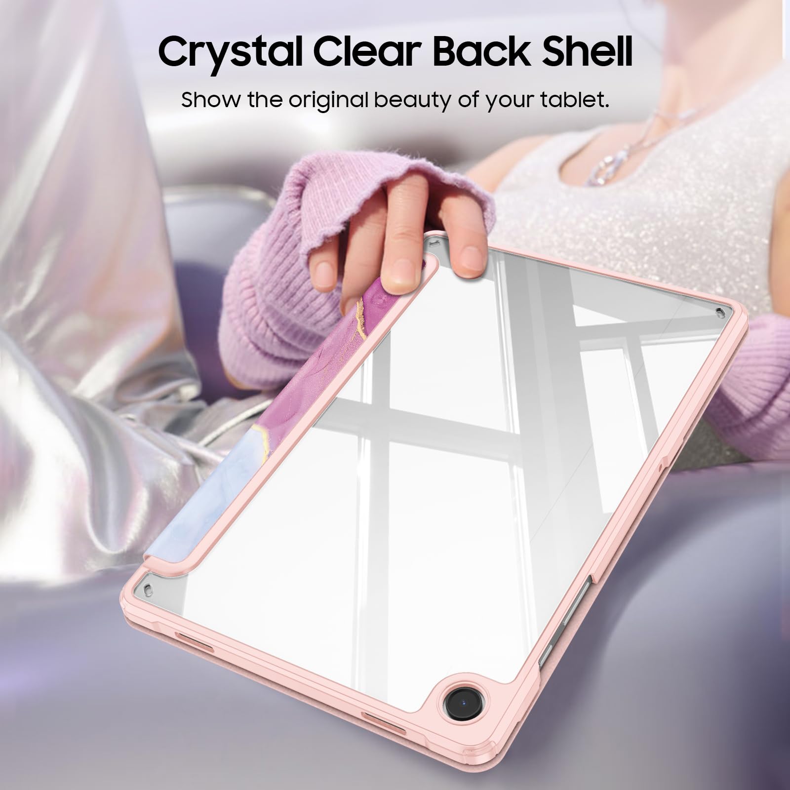 Fintie Hybrydowe etui do Samsung Galaxy Tab A9 Plus 11 cali 2023 - odporne na uderzenia etui ochronne z przezroczystą twardą obudową z tyłu do tabletu A9 + SM-X210/X216/X218, wspaniały marmur
