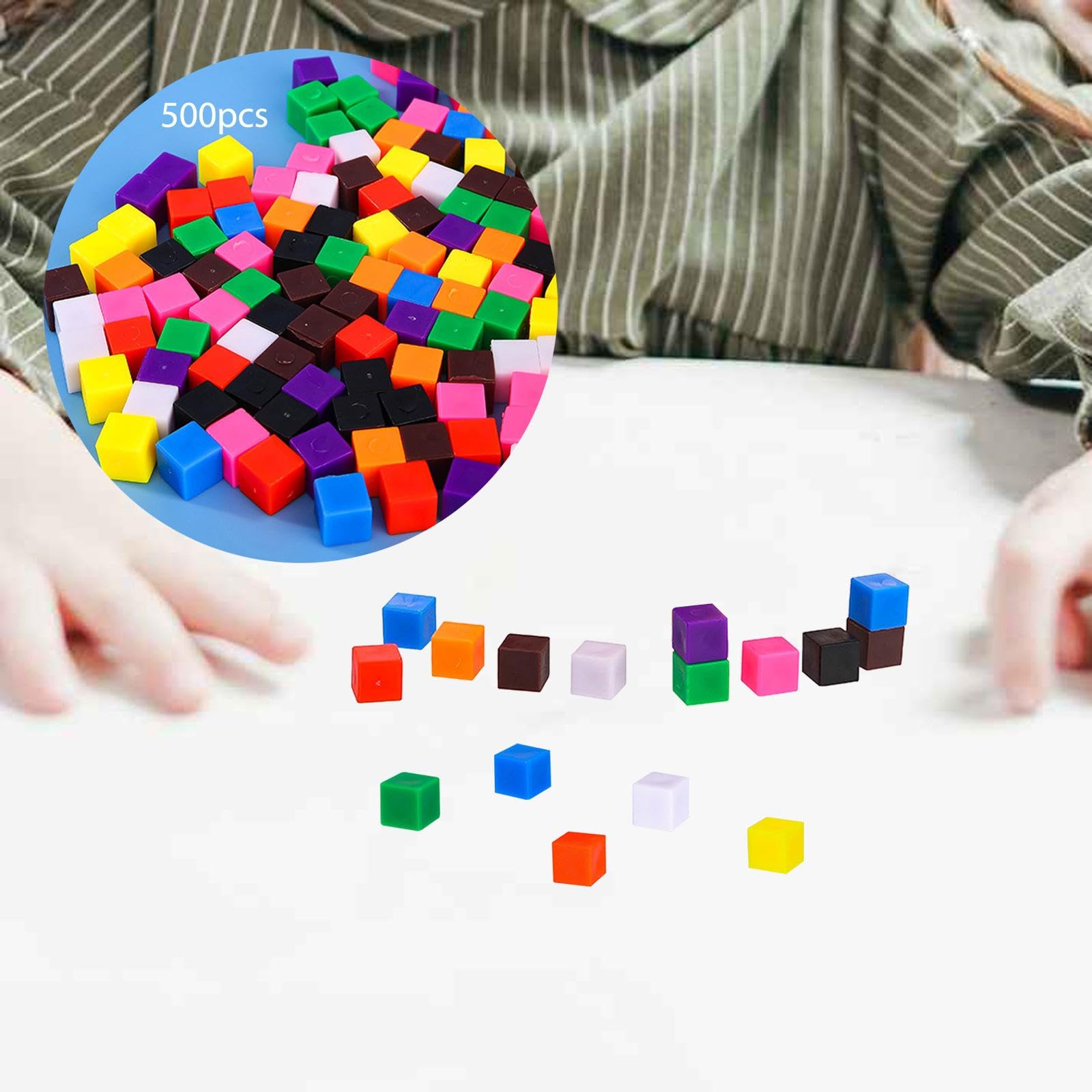 Sharplace Bloques de Cubos de Centímetros, Material Didáctico para El Desarrollo, Juguetes para Clasificar Colores, Cubos para para Manualidades, Educaci, 500 Piezas