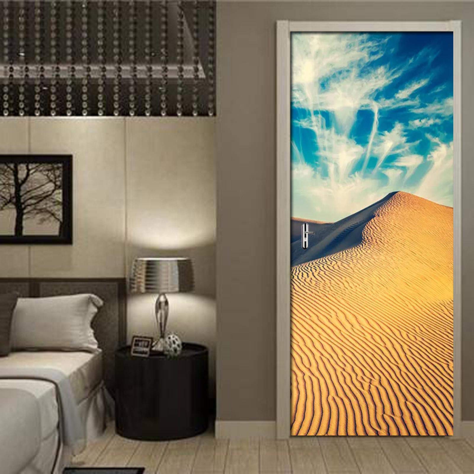 DIY 3D Wallpaper PVC Self-adhesive Waterproof Photo Wall Door Sticker Desert Beautiful View Door Mural Home Decor Wall Sticker