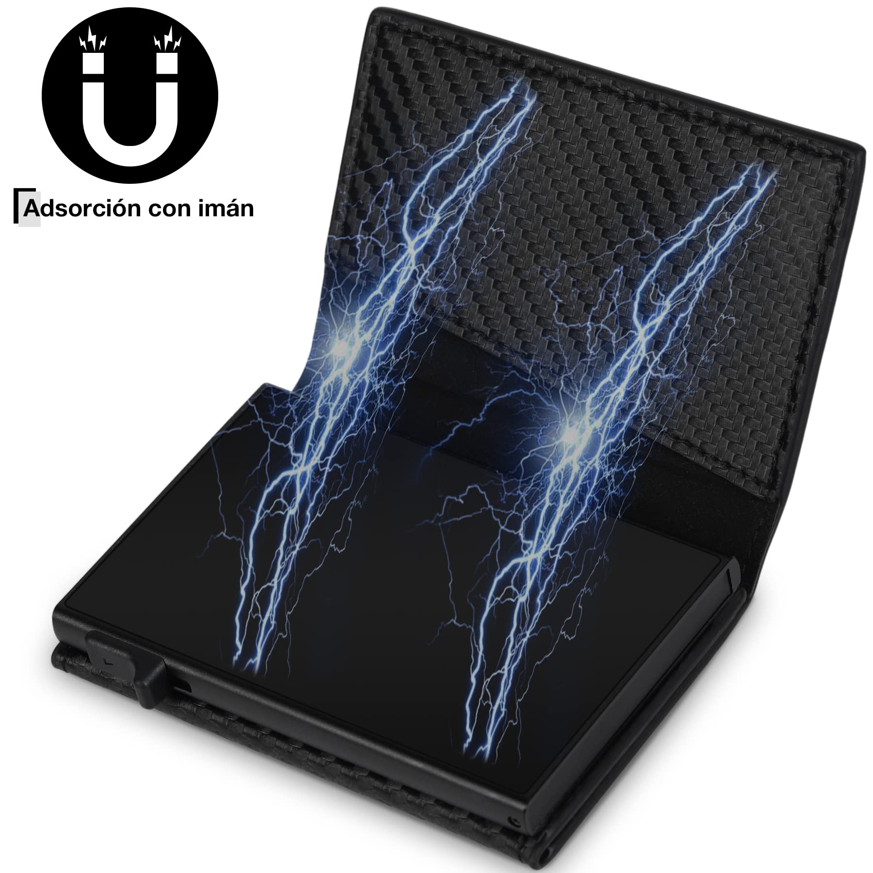Tarjeteros para Tarjetas de Credito | Cartera para Hombre y Mujer con Monedero | Automática Pop-up Billeteras de Protección RFID | Regalos para Hombres | Negro (B-Negro)
