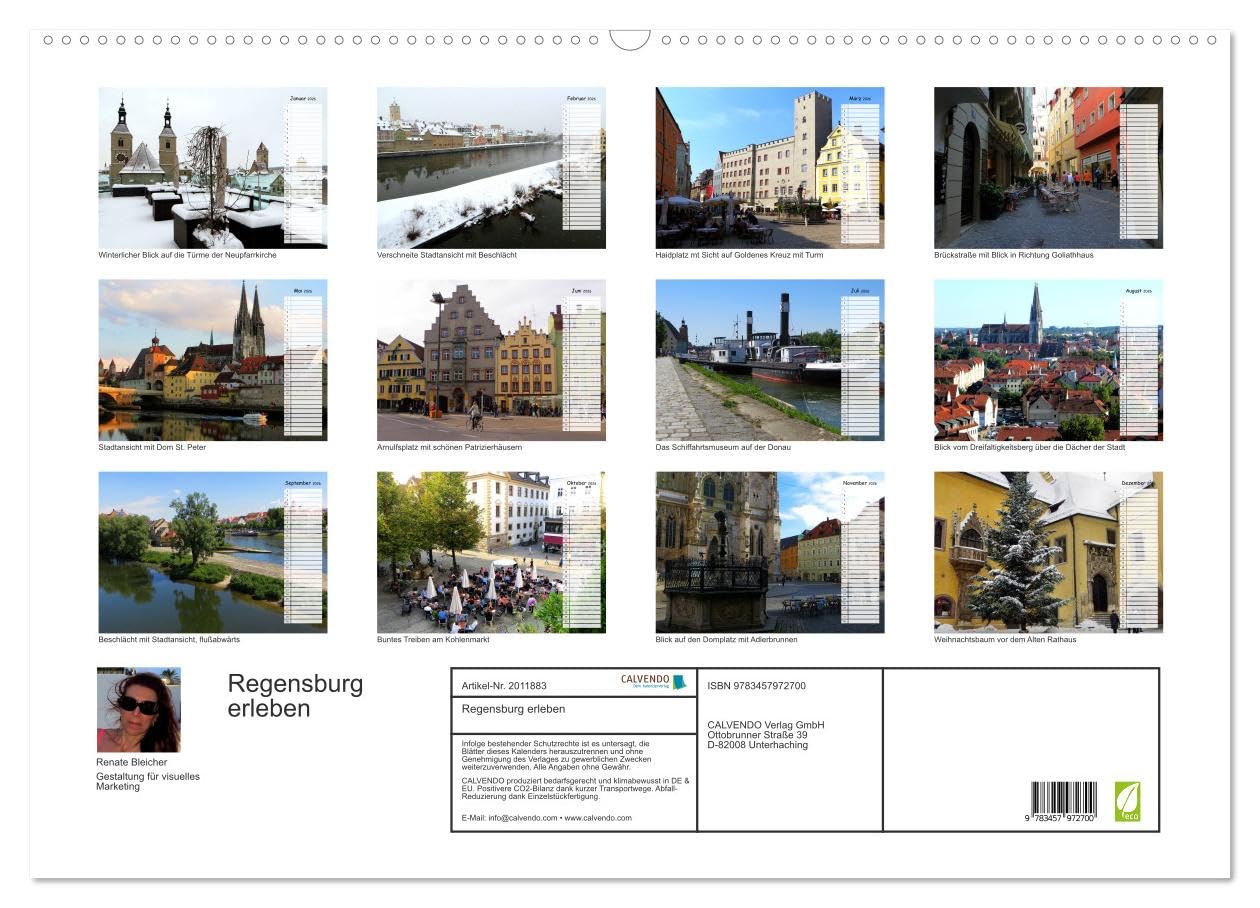 Regensburg erleben (Wandkalender 2026 DIN A2 quer), CALVENDO Monatskalender: Faszinierende Ansichten einer historischen Stadt (CALVENDO Orte)