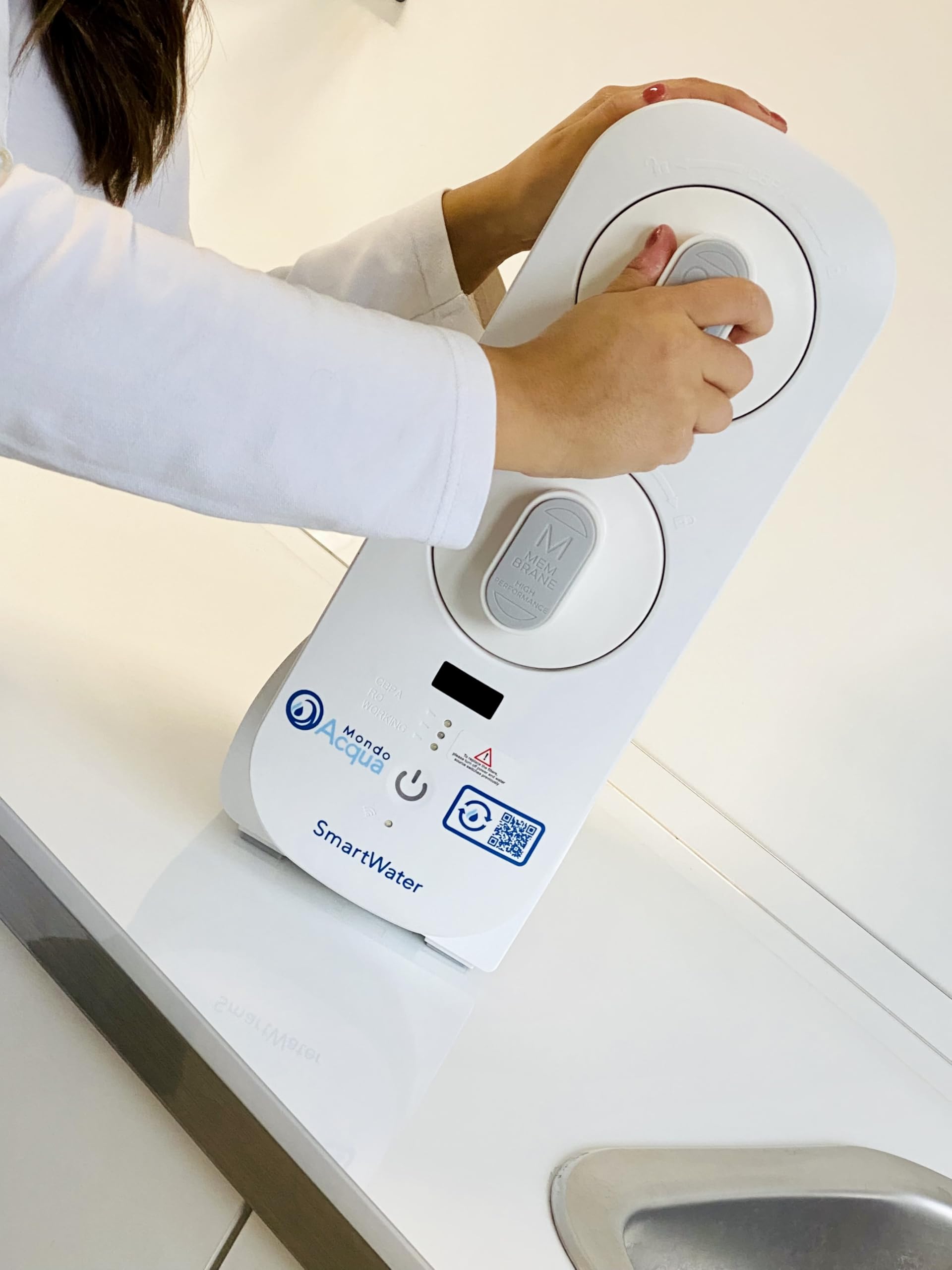SmartWater depuratore acqua sottolavello a osmosi inversa e microfiltrazione, display TDS, senza abbonamento, 2304 L al giorno, 1,6 L min, bianco