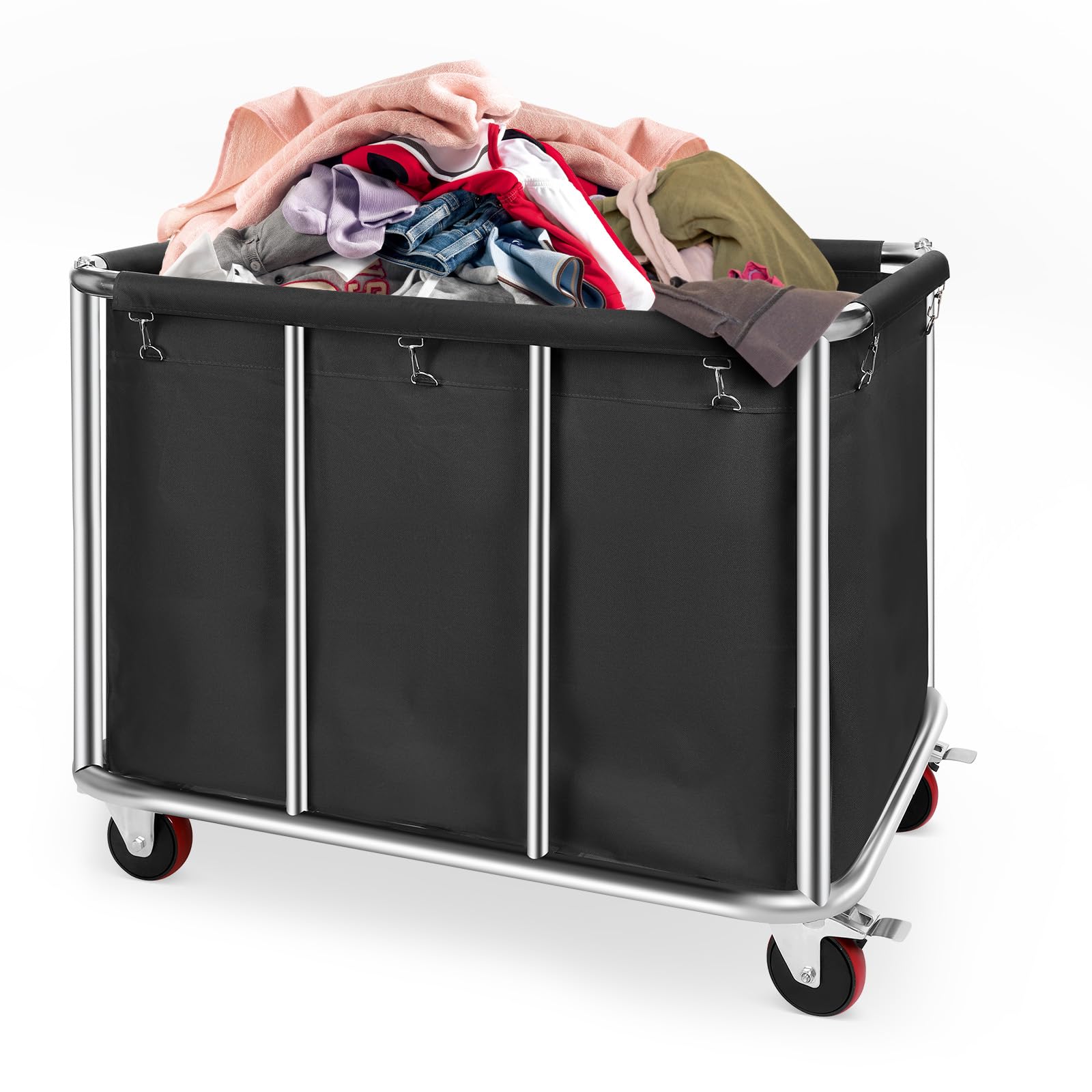 Wäschewagen Wäschesortierwagen Wäschesortier mit Rollen, 200 Kg Tragkraft | Groß Kommerziell Wäschewagen Edelstahl für Home Hotel Wäschekammer, 90 * 65 * 81.5 cm, 400L