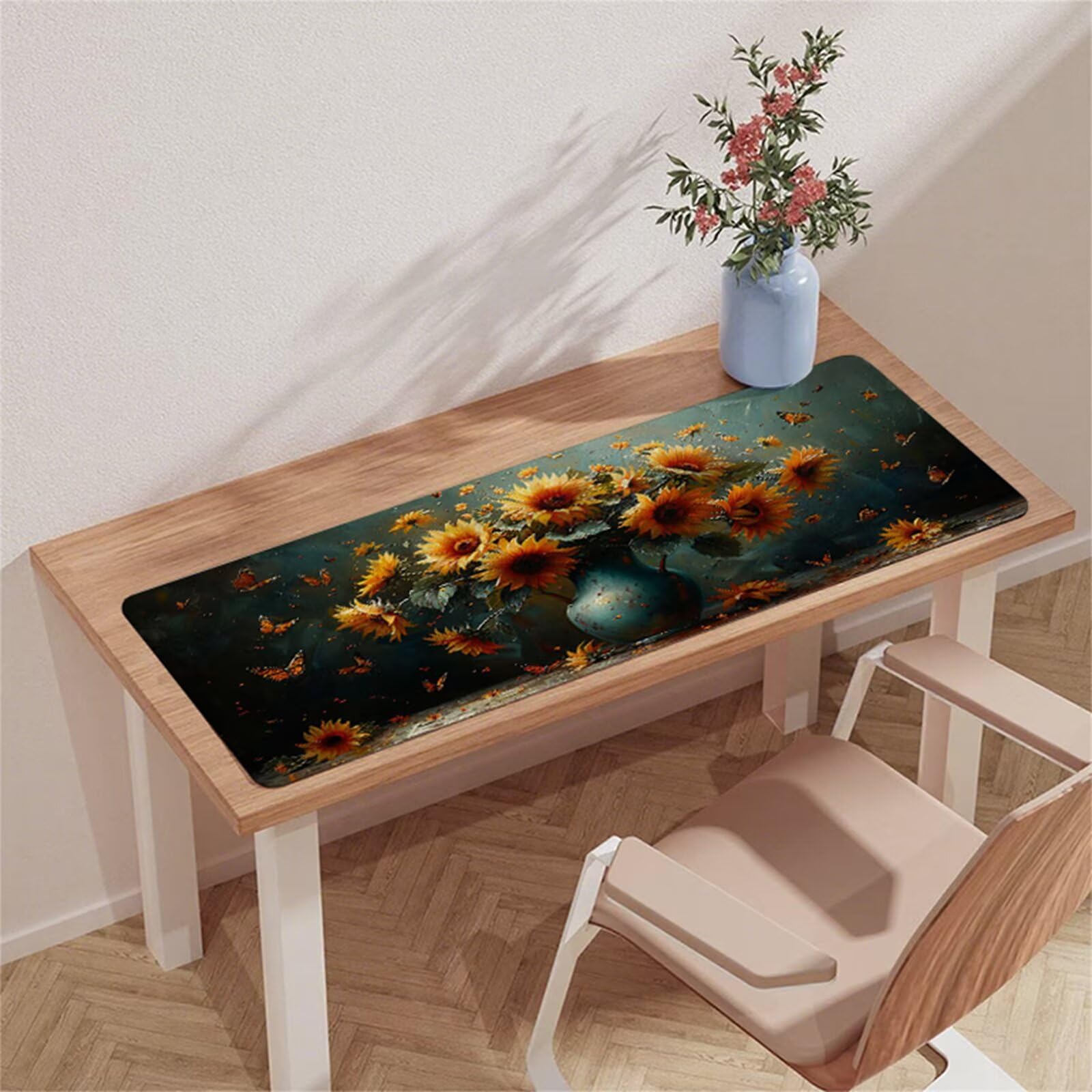 Zielona podkładka pod mysz do gier XXL podkładka pod mysz 1200 x 600 x 3 mm podkładka pod biurko wodoodporna podkładka pod mysz kwiatowa z antypoślizgową gumową podstawą zszyte krawędzie mata pod mysz