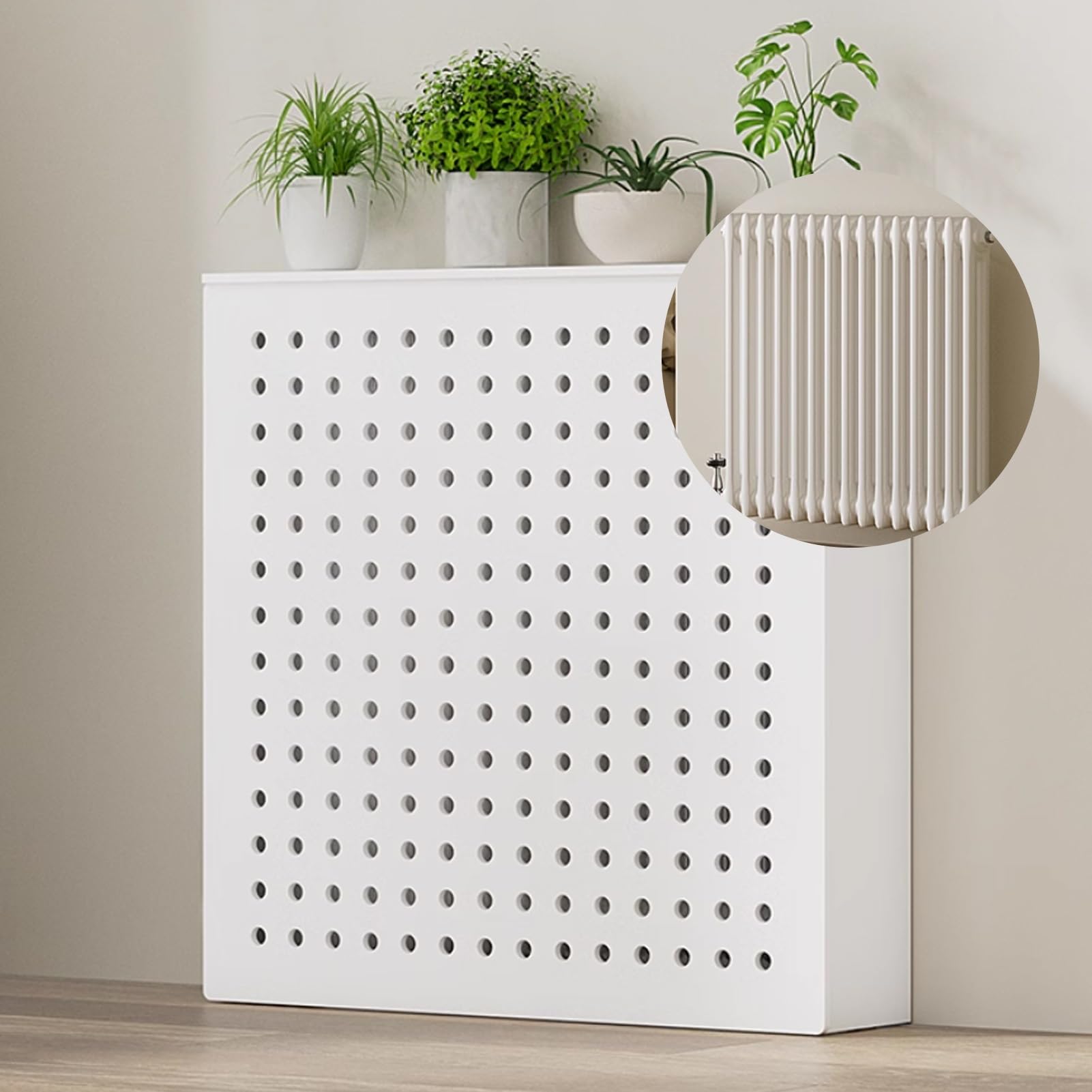 Cubierta de radiador moderna L60: mueble decorativo de salón y pasillo