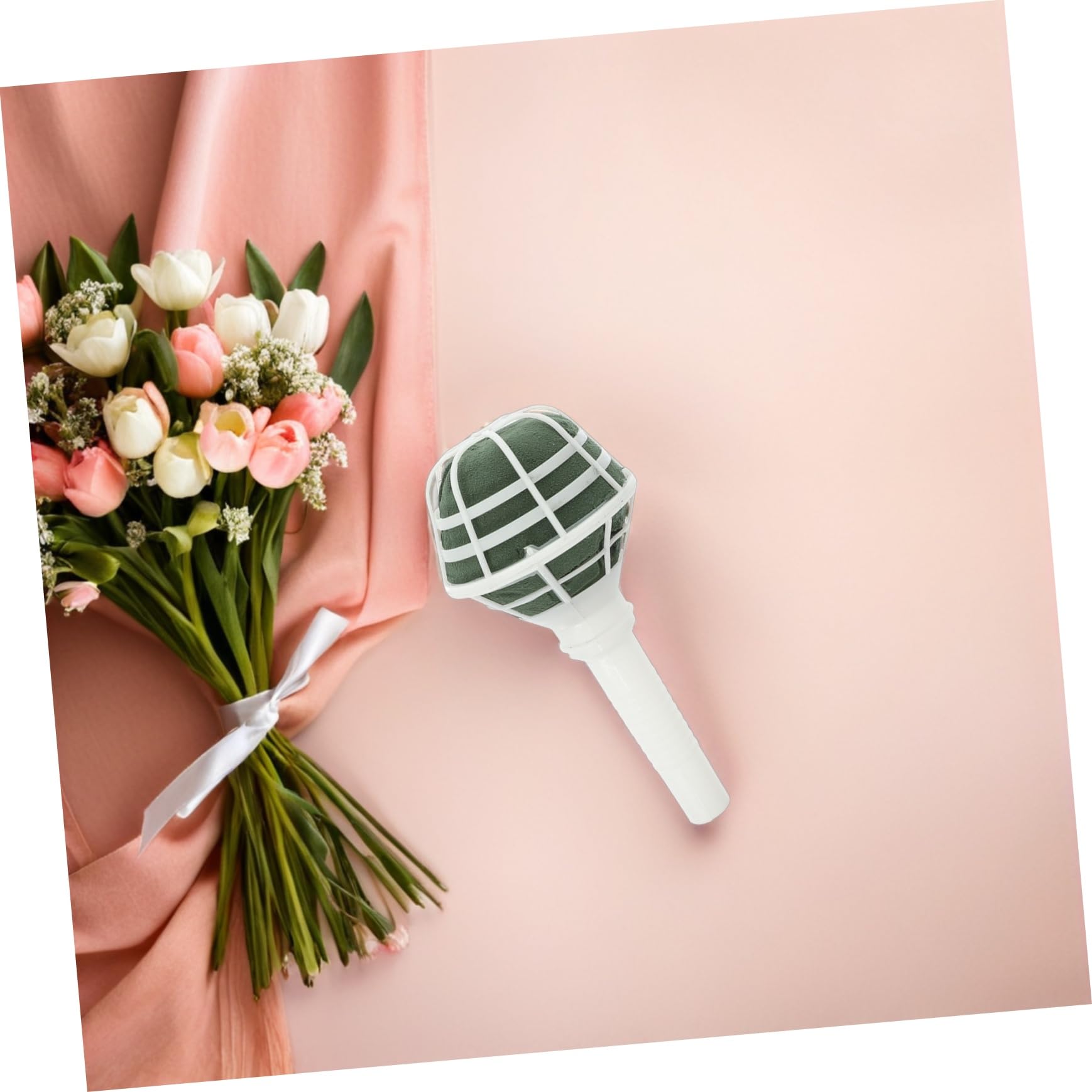 Mikikit 18pezzi Supporto per Bouquet da Sposa Base con Schiume Interne ad Alta Assorbenza Leggero e Portatile per Matrimoni Facile Installazione per Composizioni Floreali Supporto Bianco