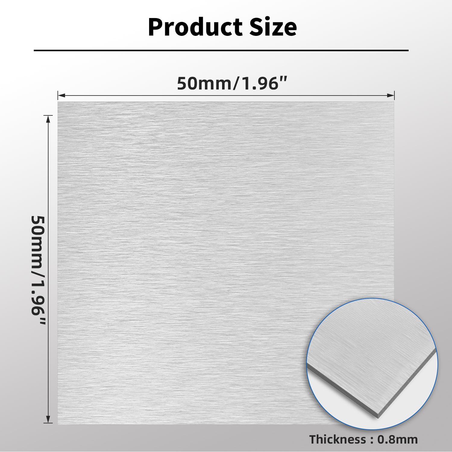 2 PCS 6061 T651 Aluminum Sheet, 2" x 2" x 1/32" Metal Plate Covered with Protective Film, 0.8mm Aluminum Plate for Crafts, Model Making, Metal DIY Projects