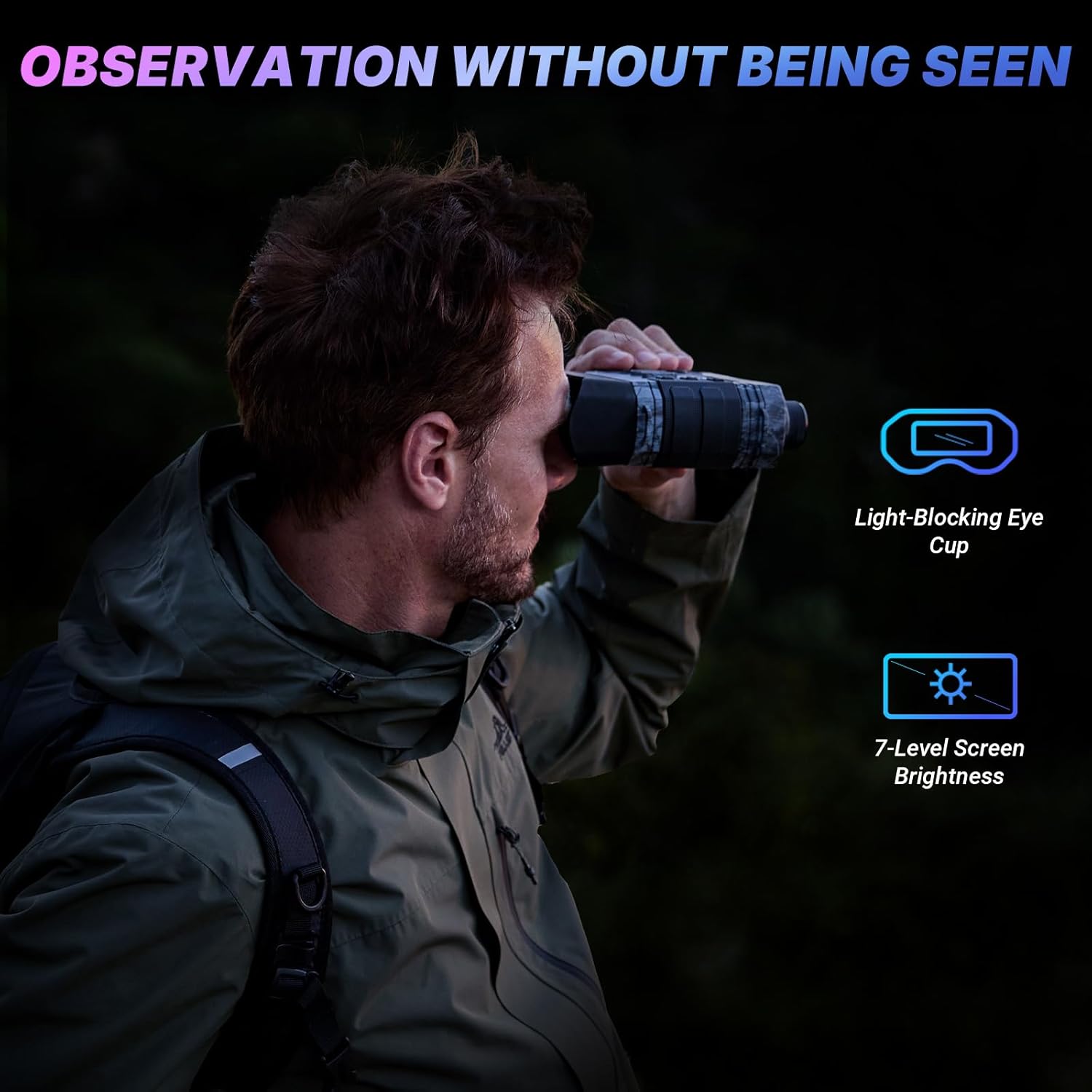 WOSPORTS 4K Night Vision Goggles with 36MP Photo, 1300FT Range, Built-in Flashlight & Compass, 5000mAh Battery, Supports 256GB SD, for Security, Camping, Travel Use - Image 7