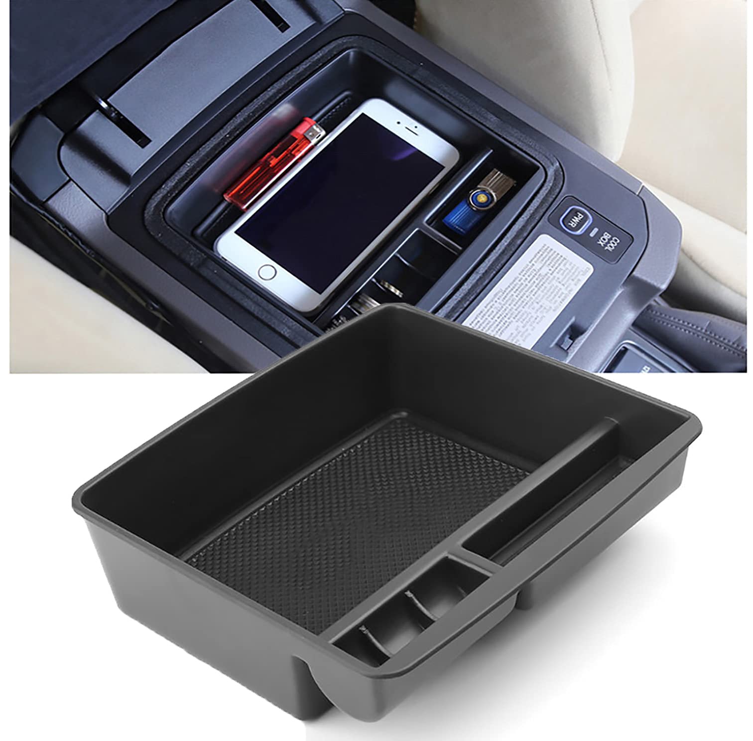 Nessa Center Console Organizer Tray Armrest Storage Box For Toyota Land Cruiser Prado 2004-2018 With Refrigirator Model (Land Cruiser Prado 2004-2018)