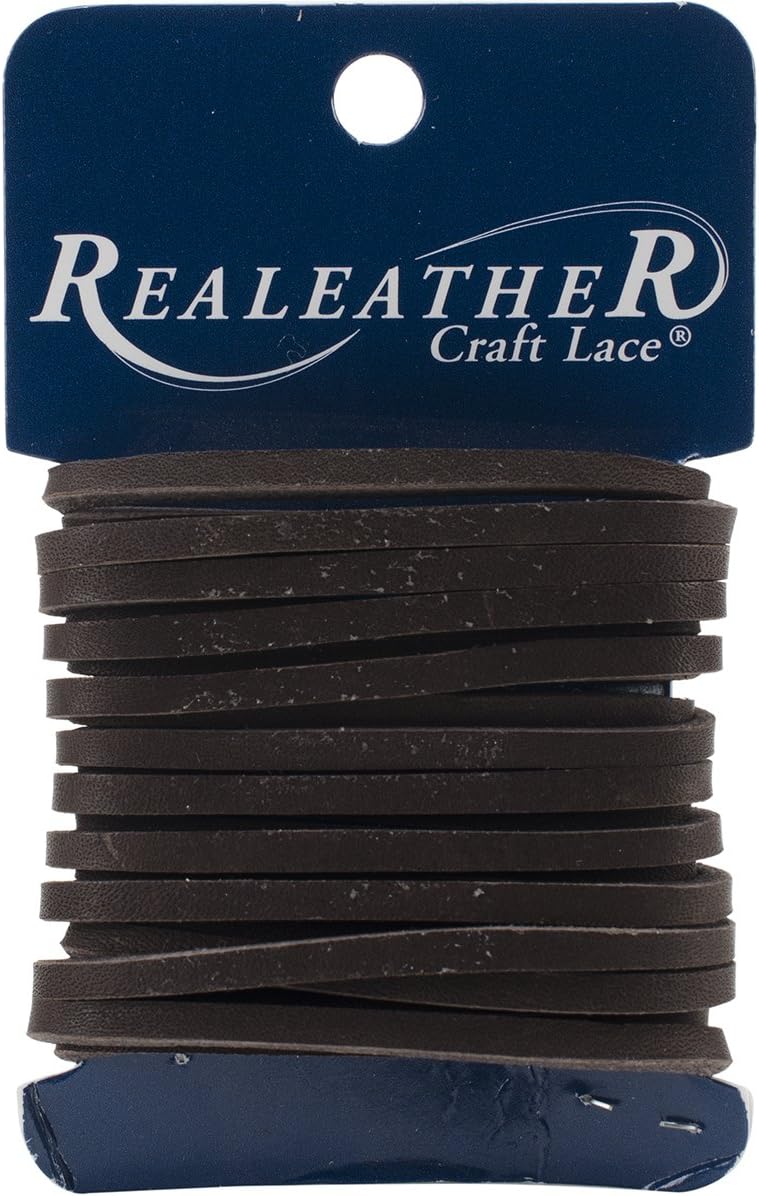 Realeather Crafts ROC04-0207 Latigo Lace.125" by 4 yd Carded, Dark Brown