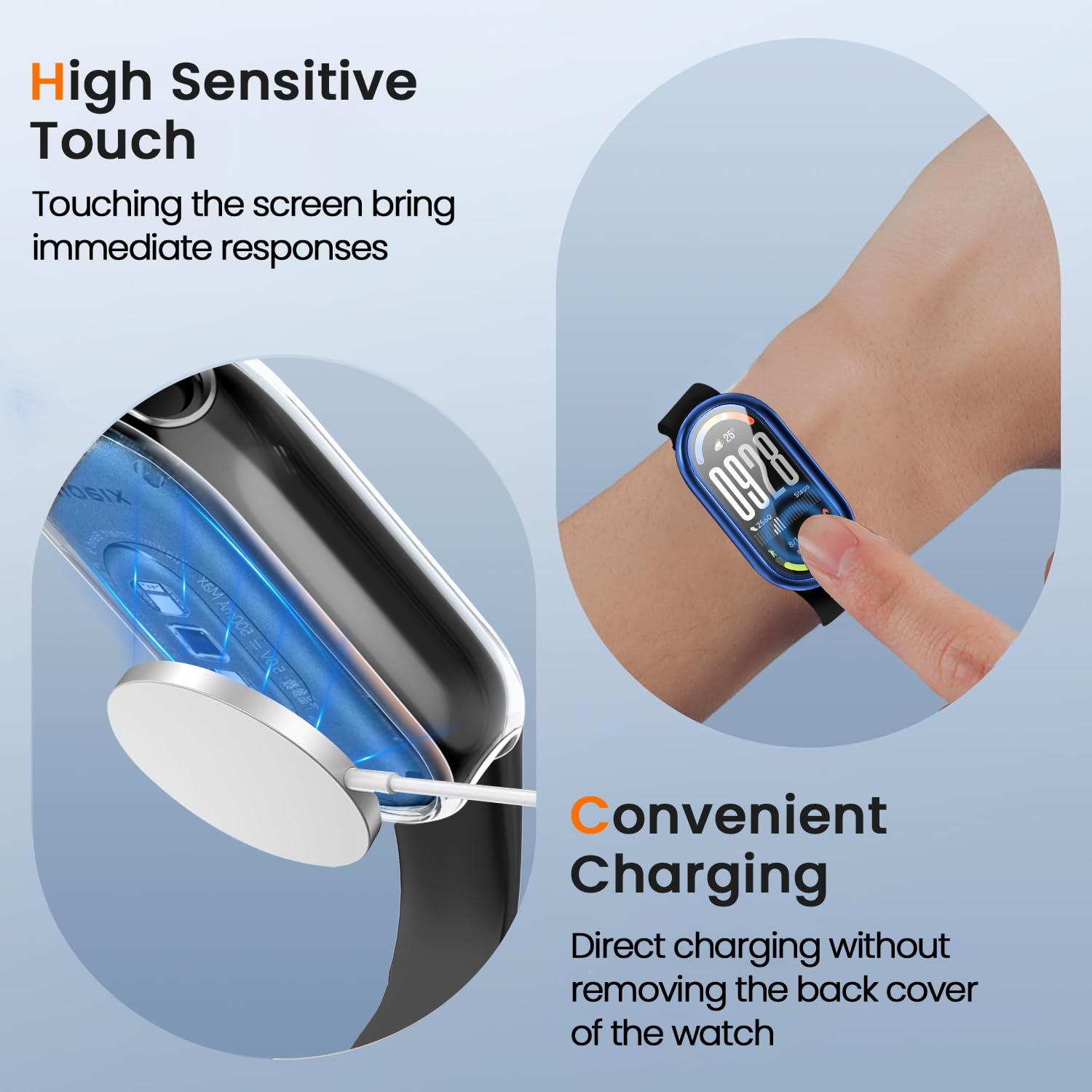 ivoler 3 sztuki etui z osłoną ekranu do Xiaomi Smart Band 10, pełne etui ochronne z miękkiego TPU cienkie, odporne na wstrząsy odporne na zarysowania (przezroczyste czarne i niebieskie)