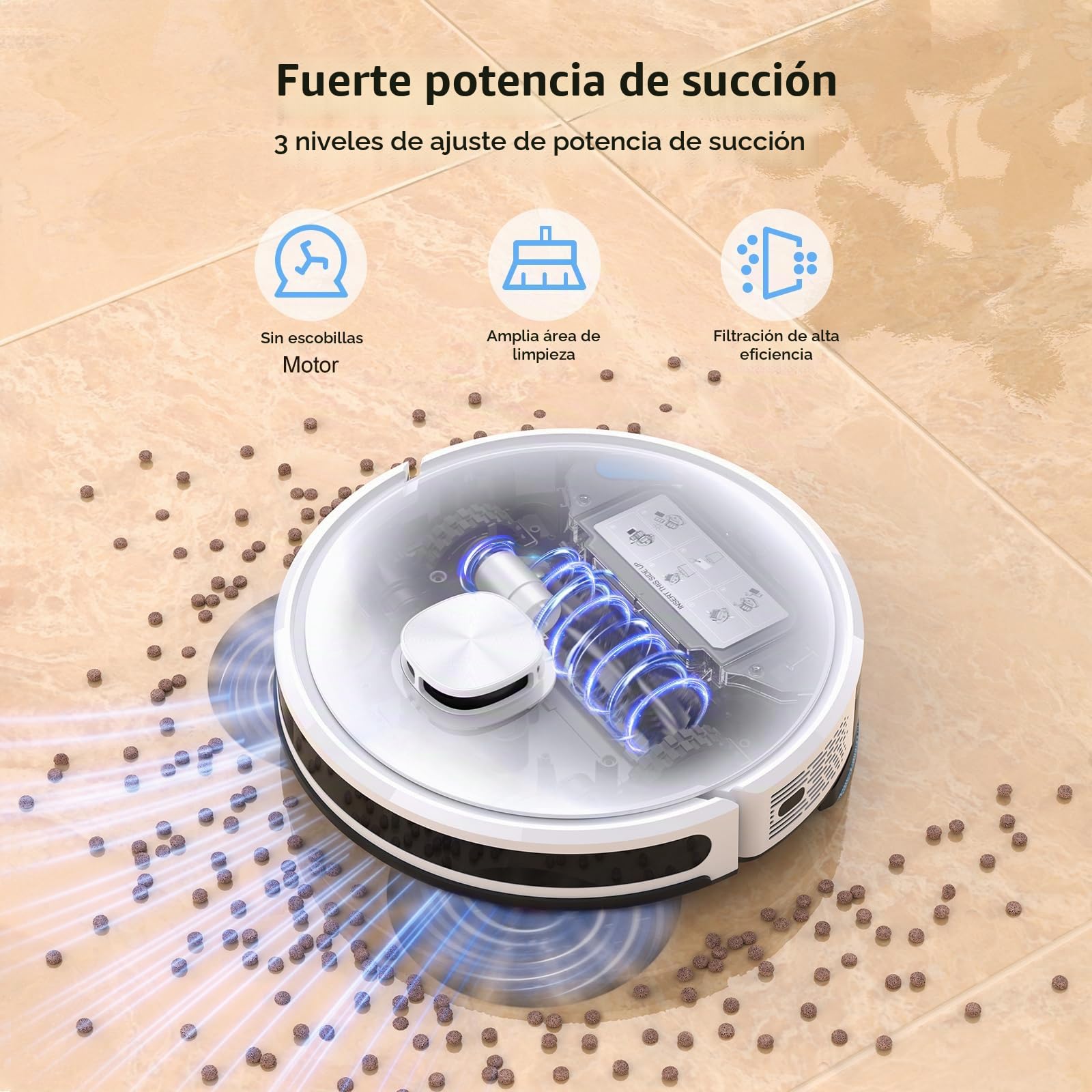 Lubluelu Robot Aspirador y Fregasuelos con Navegación por Mapa con Láser, Succión de 4000 Pa, 55 dB Silencioso, WiFi/App, 10 No-Go-Zone, Mapa de 5 Plantas, Ideal para Pelo de Mascota, Alfombra, Blanco