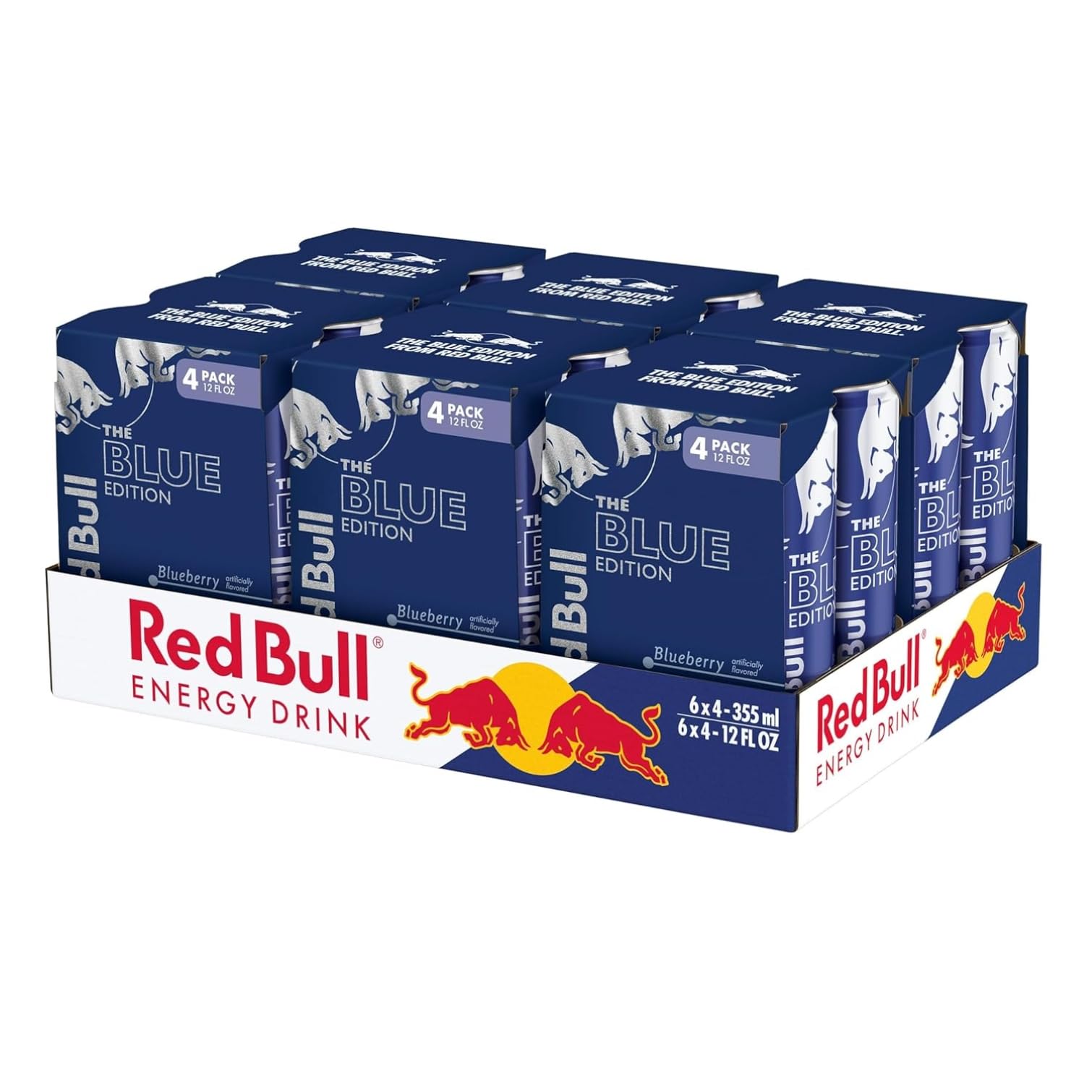 Red BullBlue Edition Energy Drink, Blueberry, with 114mg Caffeine plus Taurine & B Vitamins, 12 Fl Oz, 6 Packs of 4 Cans (Pack of 24)