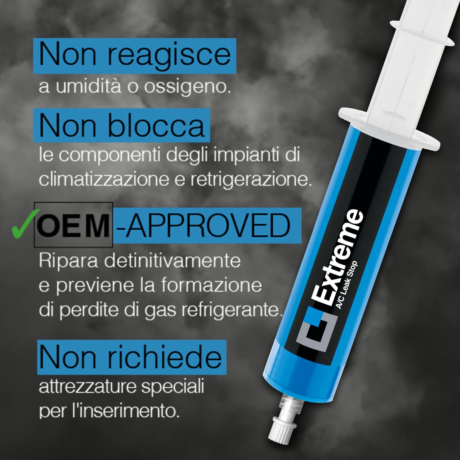 ERRECOM Extreme - 30 ml, Turafalle per Impianti di Climatizzazione Auto funzionanti con Gas Refrigerante R134a, Include Adattatore per Valvola di Carica Lato Bassa Pressione Gas R134a