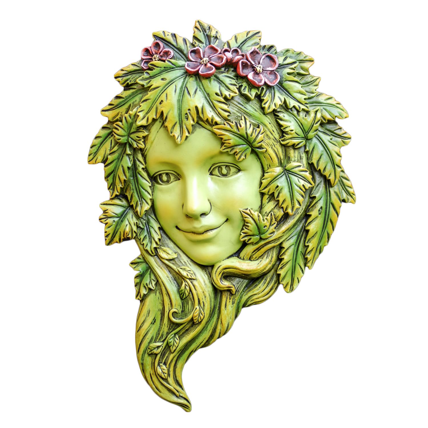 Darthome Green Woman Tree Face Wall Plaque, Resin, Green, Indoor and Outdoor Garden Wall Art, 21 x 30cm