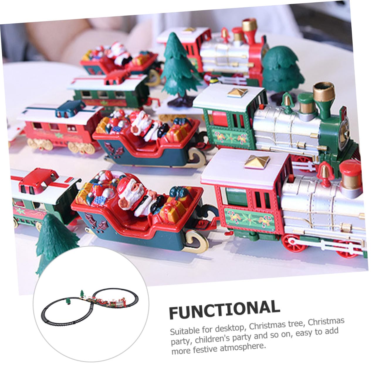 YARNOW Train Noël Électrique en Plastique avec Circuit, Jouet à Assembler pour Garçon et Filles, Design Festif pour Fête de Noël et Développement Motricité Fine