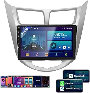 2+32G Android Car Stereo for Hyundai Solaris Verna Accent Reina 2010-2016 with Apple Carplay Android Auto Mirror Link Change Theme 9 inch Touchscreen FM RDS HiFi Bluetooth WiFi GPS+Camera & MIC