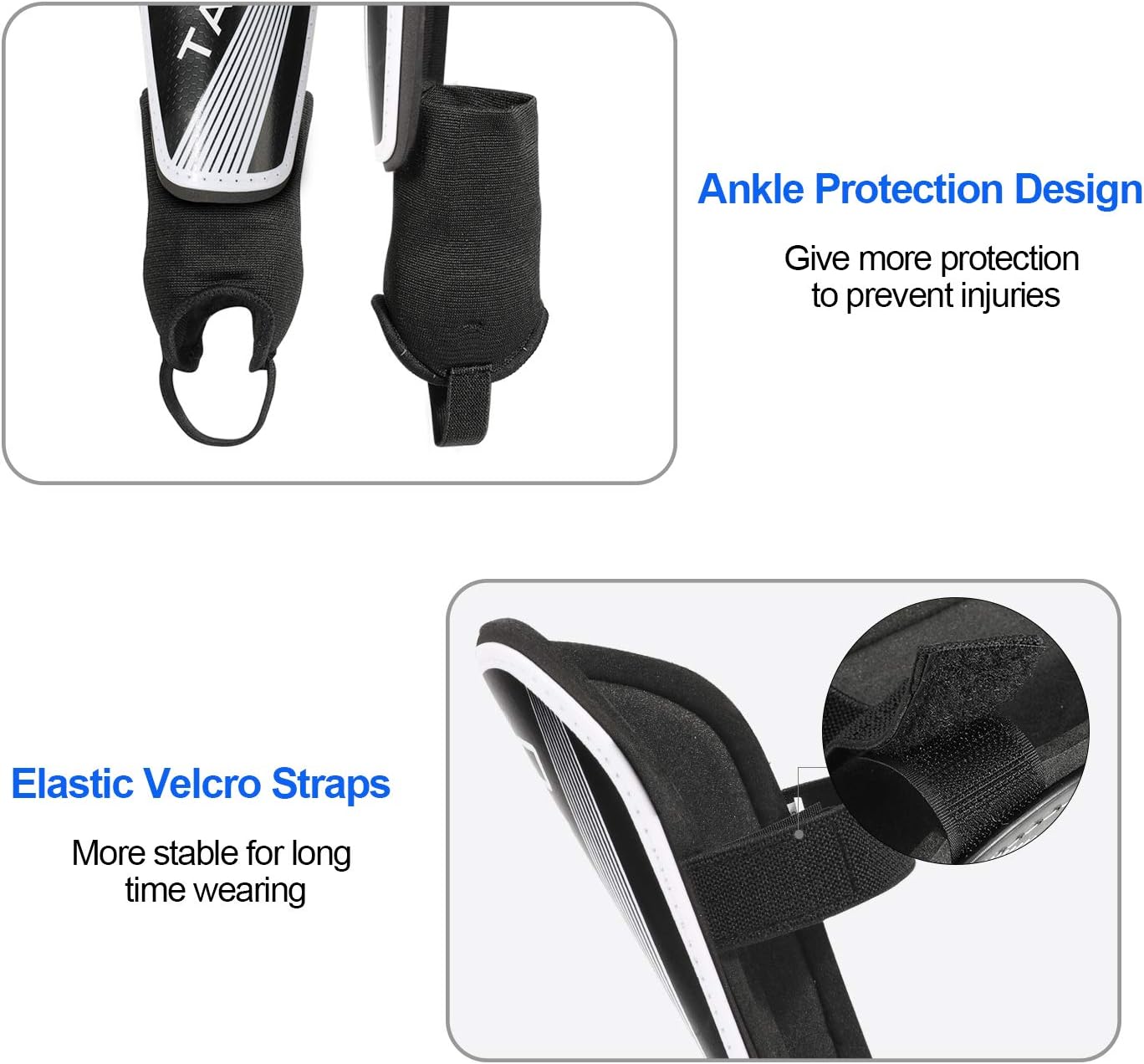 TAGVO Soccer Shin Guards, Kids Soccer Equipment with Ankle Sleeves Protection, Youth Sizes Child Soccer Shin Pads for Boys Girls : Sports & Outdoors
