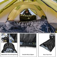 GEERTOP Hálózsák XXL 220x100cm Felnőtt 3-4 Évszak Flanell Bélés Kempingezés Túrázás Outdoor Fekete Kék Kockás 4