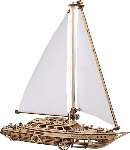 UGEARS Serenity's Dream Model Yacht - Kits de modelos de barcos para adultos - Modelos de madera para construir para adultos - Rompecabezas 3D para