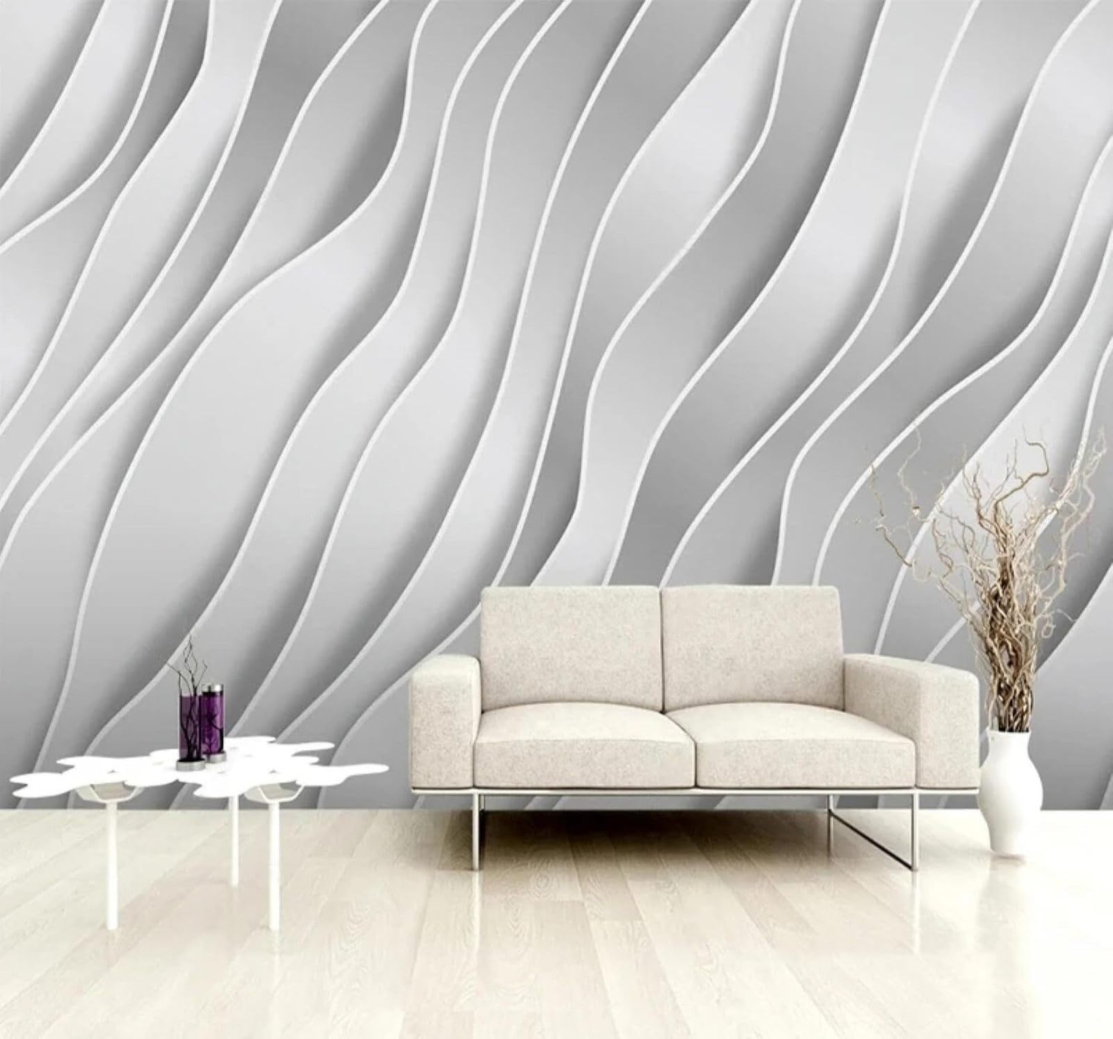 Xlming 430Cm×300Cm(B×H) Abstract Three Dimensional Geometric Wavy Lines Unique 3D Wallpaper Luxury Home Dining Decor Paste Sofa Living Room The Wall For Bedroom Mural-430Cm×300Cm