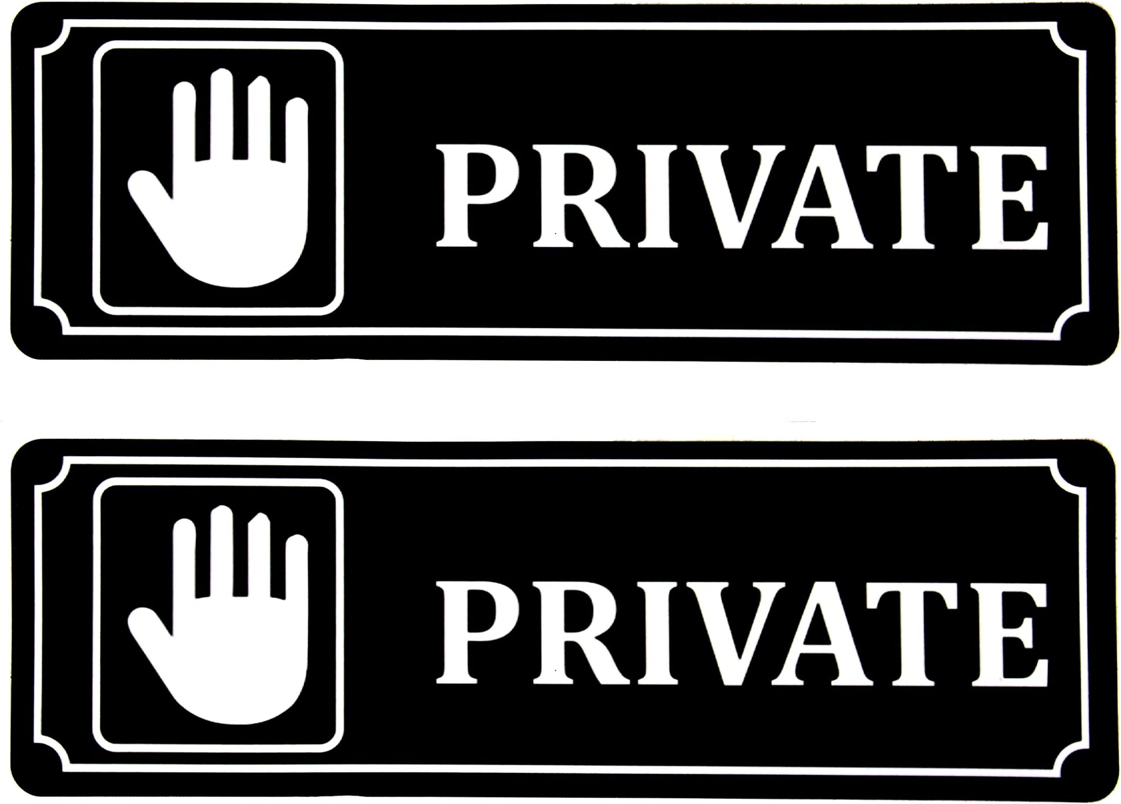 eSplanade Outdoor/Indoor (2 Pack) 9" X 3" Private Sign & White Sticker Decal - For Business Store, Shop, Cafe, Office, Restaurant - Back Self Adhesive Vinyl