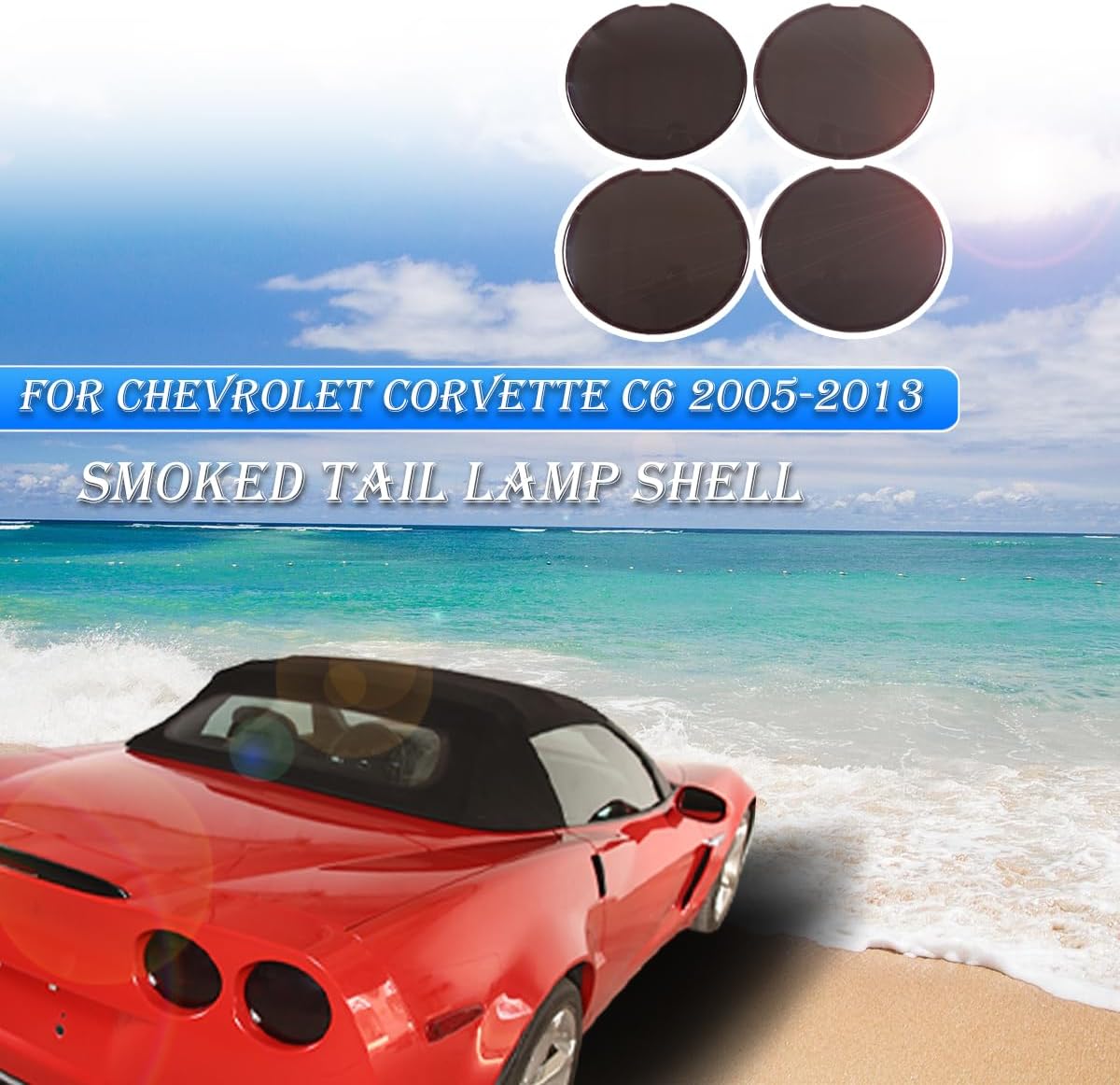 ABS Smoked Black Rear Tail Light Lens Taillight Kit Fit for Chevrolet Corvette C6 2005-2013 Car Exterior Taillight Protection Cover Accessories