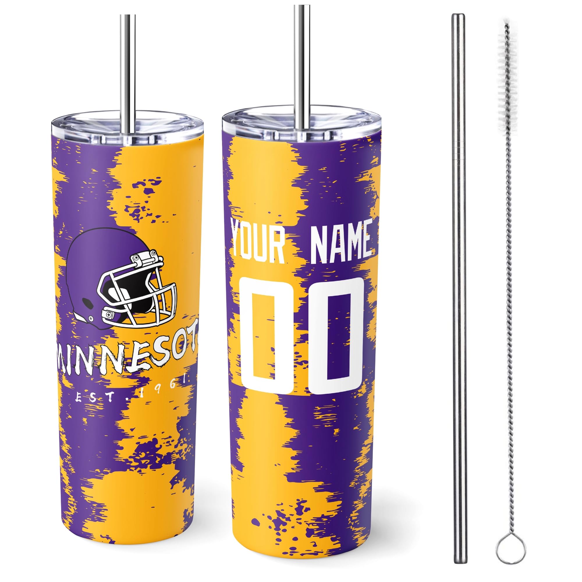 ANTKING Minnesota Tumbler 20oz Travel Mug Custom Name Number Gift