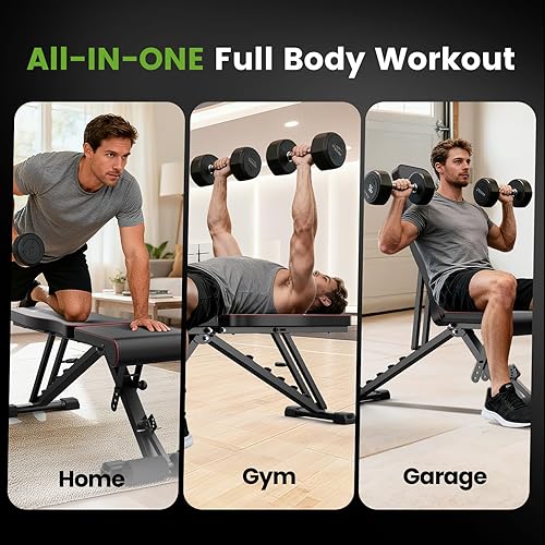 Miniatura 5 de Dskeuzeew Weight Bench with Storage Bag, 7 Backrests Adjustable Workout Bench Load 660LBS Weight Capacity, Incline Decline Flat Foldable Bench Press