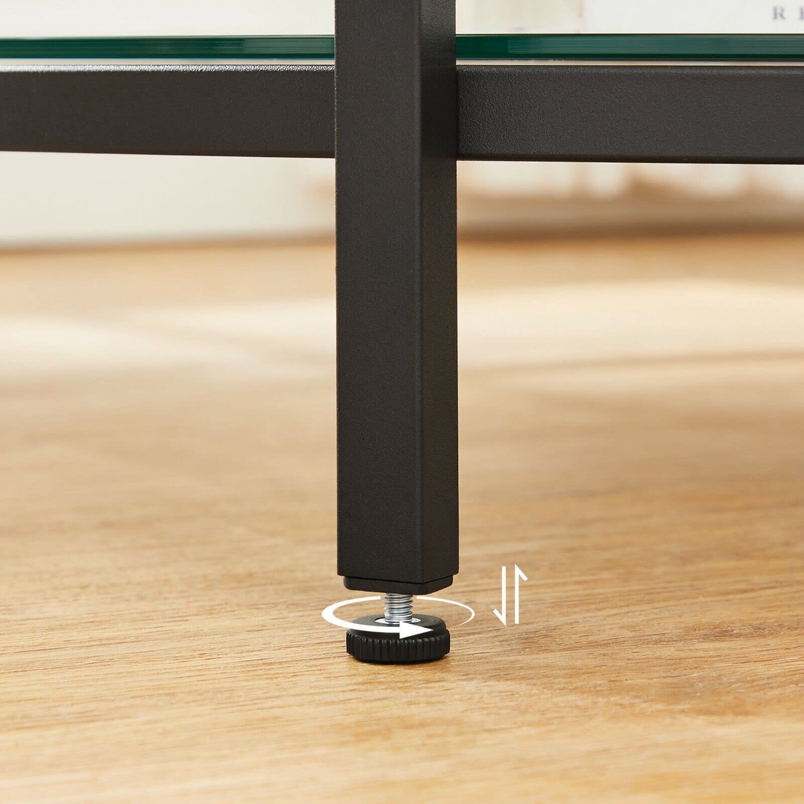VASAGLE Tavolino da Salotto Rotondo, Tavolino da Caffè Tavolo con Piano Effetto Marmo, Ripiano in Vetro Temperato, Montaggio Facile, Moderno, Soggiorno, Bianco Marmo e Nero Inchiostro LCT071B13