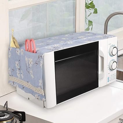 Topinon Microwave Oven Cover with Pocket - Blue