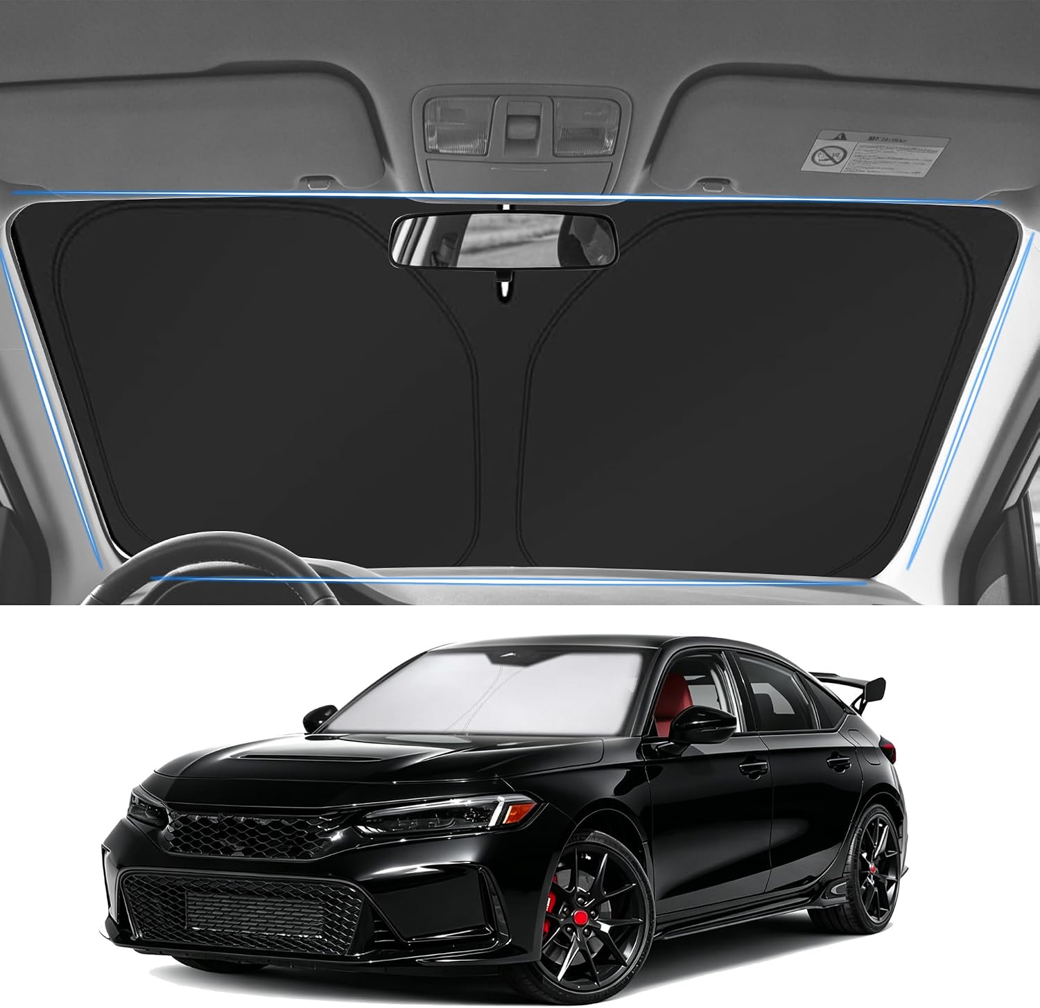 TOPABYTE Windshield Sunshade for Honda Civic 11th Gen 2022-2026 Sedan, LX, EX, EX-L, Touring Accessories Foldable Front Window Sun Visor Protector Sun Shade Cover