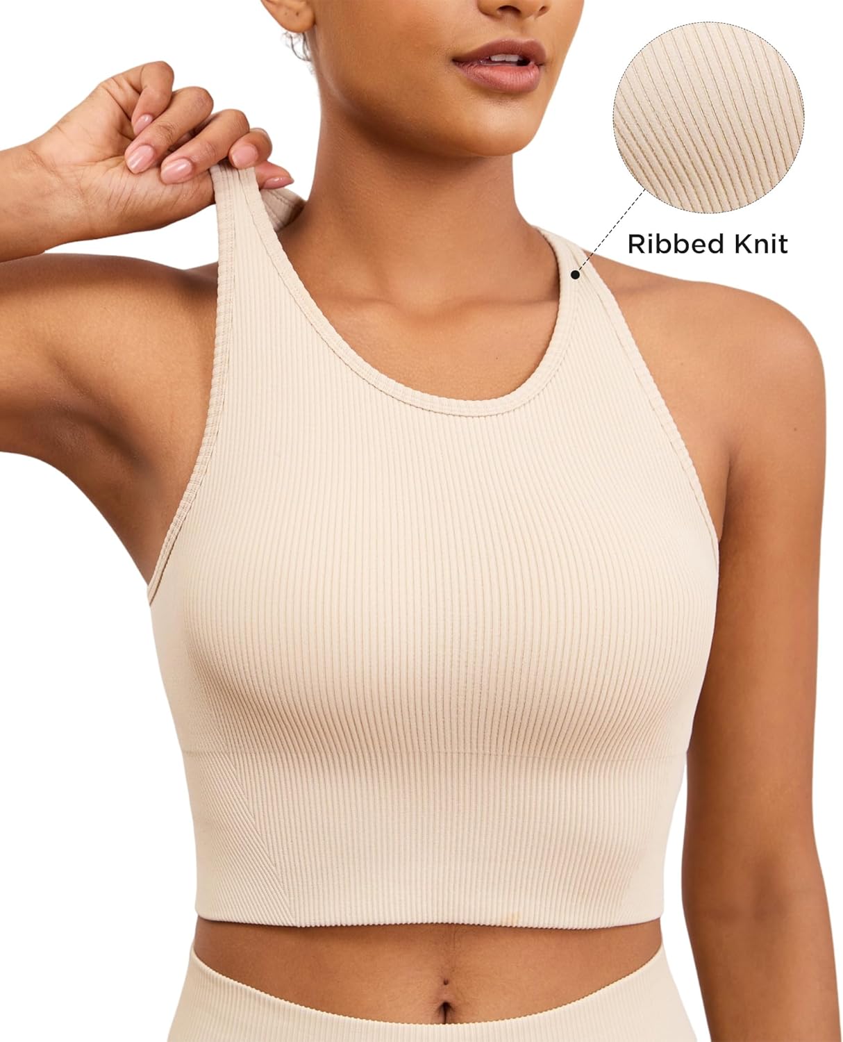 Yoga Sports Seamless Bras for Women Longline Tank Top with Built-in Gym Workout Racerback Bra Tops - Image 2