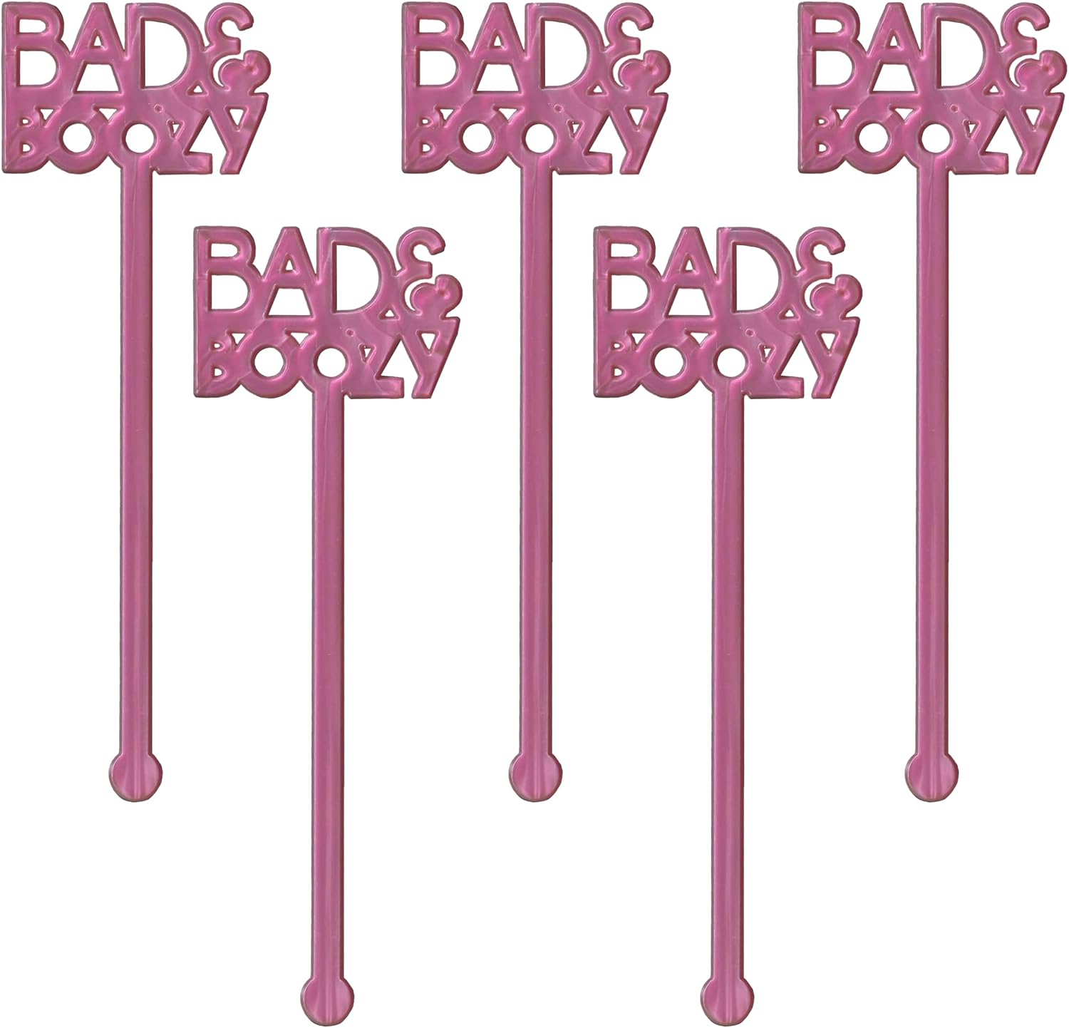 Royer - Bad and Boozy Cocktail Stirrers - Perfect any Celebration, Weddings, Birthdays & Party - 24 Swizzle Sticks, 6 inch | Pearl Pink
