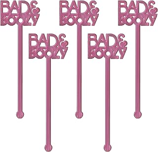 Royer - Bad and Boozy Cocktail Stirrers - Perfect any Celebration, Weddings, Birthdays & Party - 24 Swizzle Sticks, 6 inch | Pearl Pink
