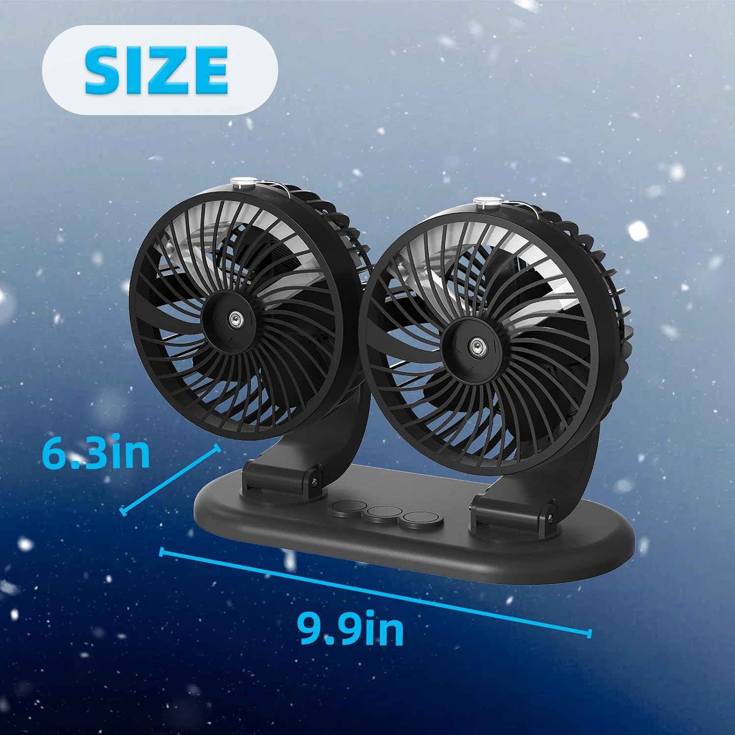 XKV 4" Misting Fan Portable Auto Cooling Fan Dual Head Rotatable USB Vehicle Fans Strong Wind Electric Air Circulation Fans for Car Dashboard Truck SUV Sedan RV Van Boat Golf Cart,5V1A,Max RPM 4000