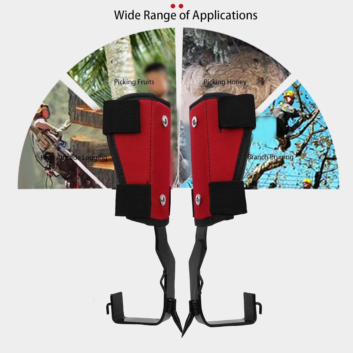 Sturdy Stainless Steel Tree Climbing Spikes,Dependable Traction Climbing Kit with Gloves and Screws,Climbs Spikes with Harness Belt for Tree Pruning Outdoor Activities