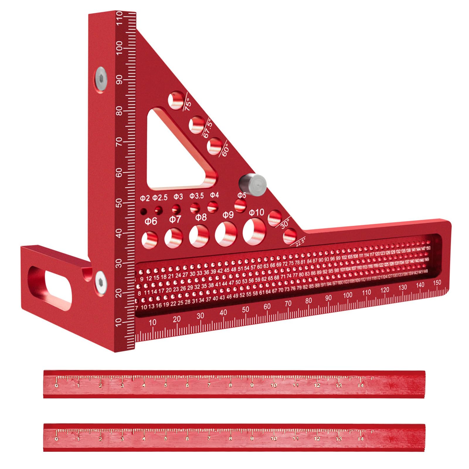 Qivine 3D Escuadra Carpintero de Triangular, Alta Precisión de Escuadras Metalicas Carpintero de Aluminio, 22,5~90° Herramientas Carpinteria Madera para Carpintería, Ingeniero