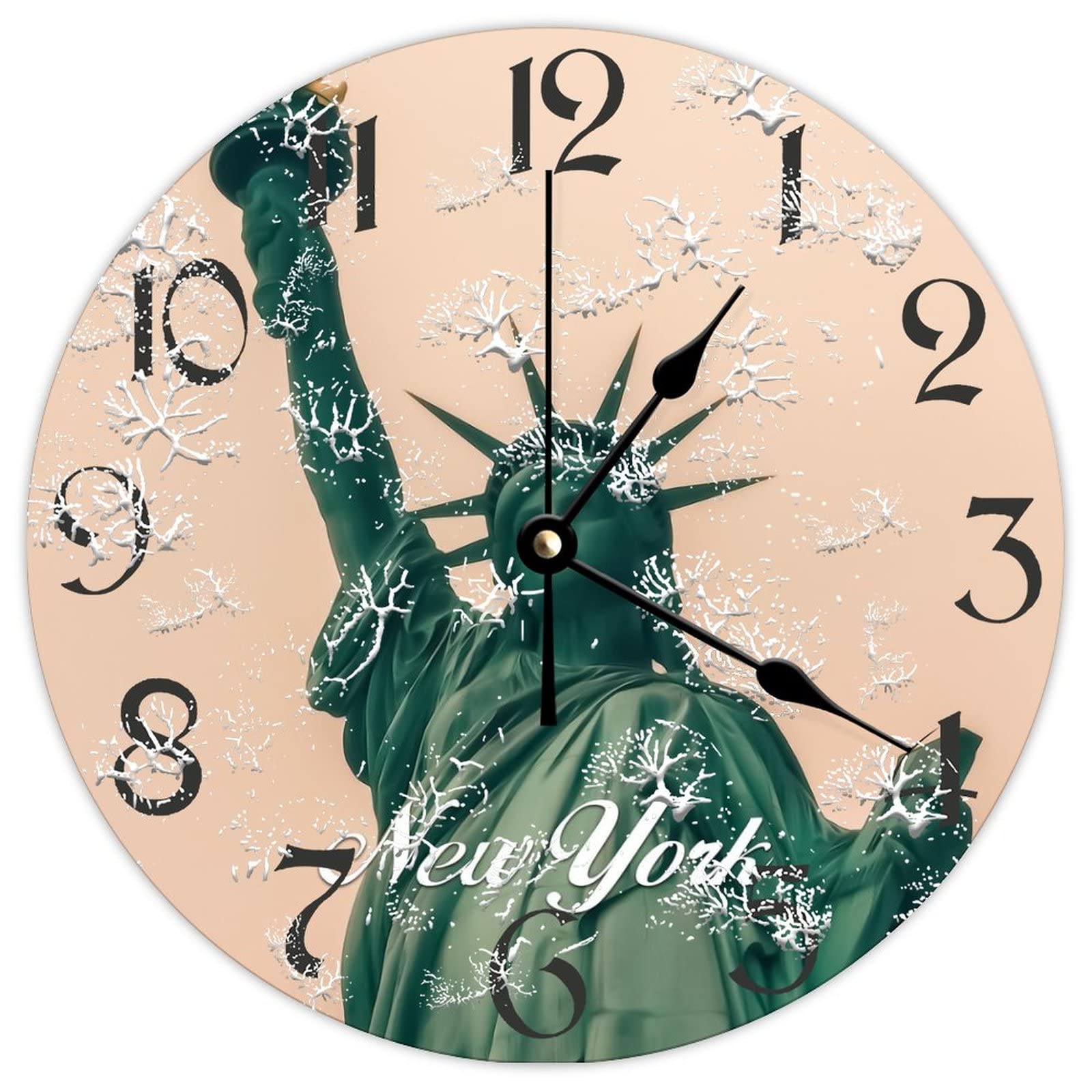 Cadeau rétro New York horloge en bois ronde pour anniversaire et loft