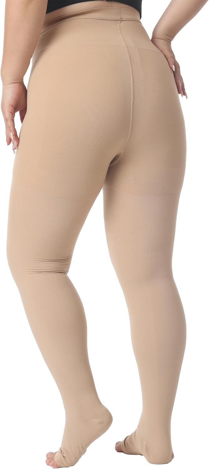 Plus Size 5XL Compression Pantyhose for Women Men, 20-30 mmHg Graduated Compression Tights, Opaque Toeless Compression Stockings Waist High Support Tights for Swelling, DVT,Pregnant, Teacher, Doctor - Image 5