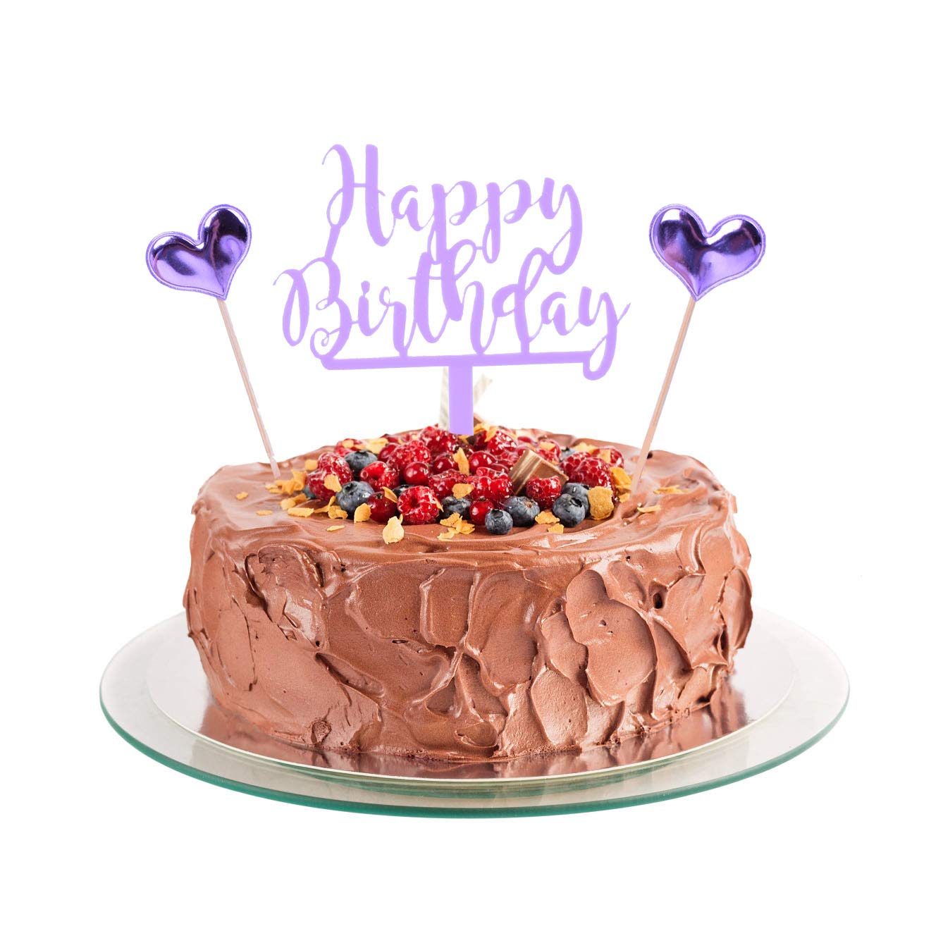 SHAMI Purple Happy Birthday Cake Topper Acrylic cake Toppers Birthday