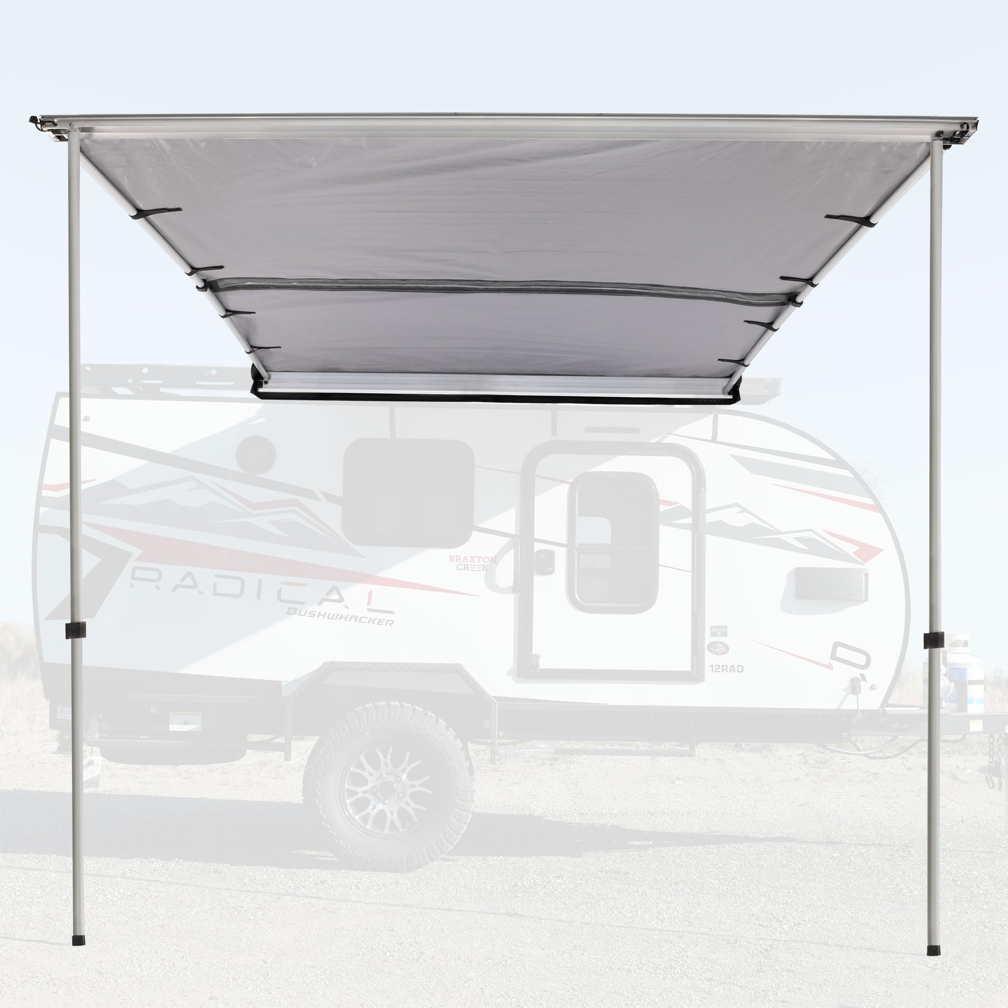 RecPro RV IRV Technologies 6.5' Van or Camper Awning Rooftop Kit | Built in LED Lighting | Manual Operation | Rust Resistant Aluminum Shell | Compact for 4WD Luggage Racks | Weather Resistant