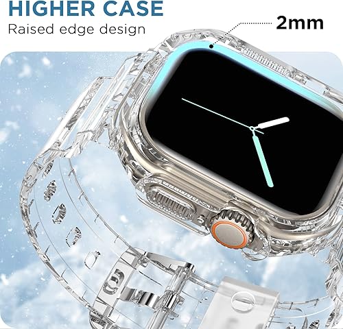 Miniatura 4 de DABAOZA 5 paquetes Compatible con correa transparente para Apple Watch con funda antigolpes, correa de reloj de cristal de gelatina para mujeres y