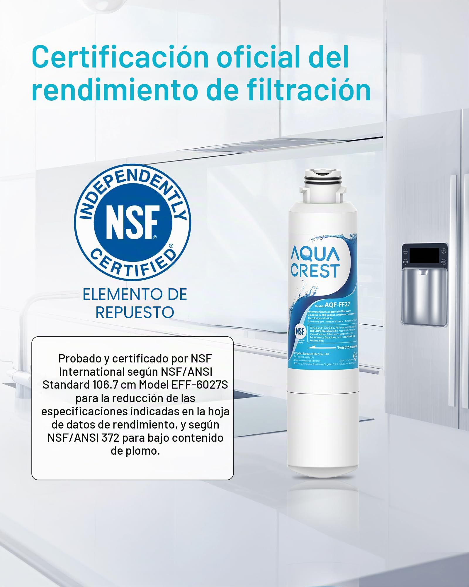AQUA CREST Filtro De Agua Para Refrigerador, Compatible Con Samsung® DA29-00020B, HAF-CIN EXP, DA29-00020A, DA29-00019A, DA97-08006, DA97-08043ABC, HDX-FMS-2 (3)