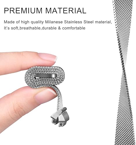 Vista 16 de Amzpas Bandas compatibles con Fitbit Inspire 2, Fitbit Inspire HR y Fitbit Inspire y Fitbit Ace 2, pulsera magnética ajustable de acero inoxidable