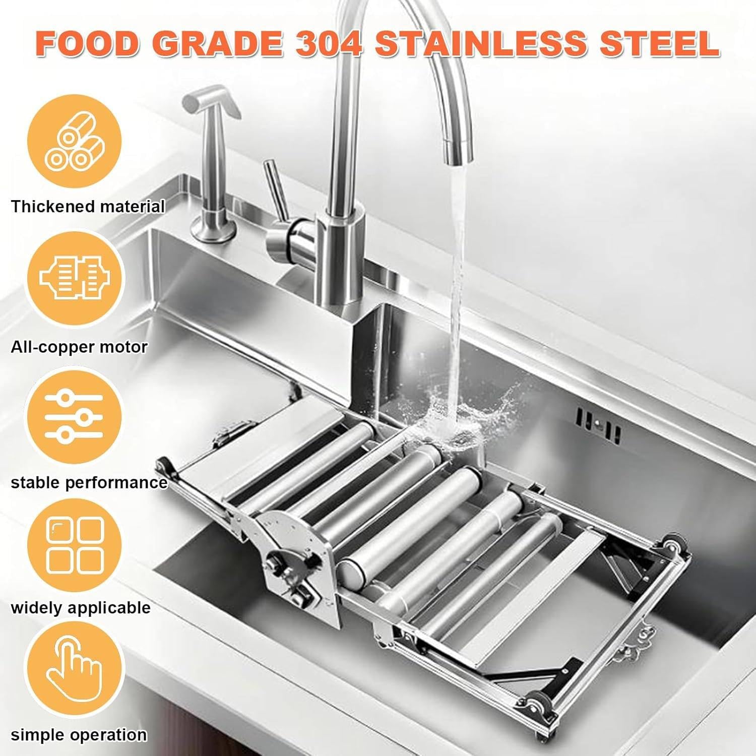 Sfogliatrice Pasticceria Elettrico in Acciaio Inox con Tavola Grande, Macchina per Pasta Sfoglia, Spessore Regolabile, Laminatrice per Pasta per Panetteria, Pizza e Croissant