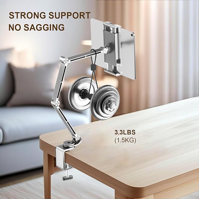 Soporte de Tablet de Aluminio con Base Giratoria 360° para Escritorio miniatura 5