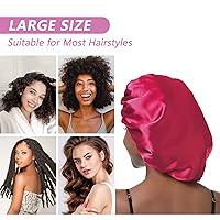 Vista 7 de Aquior Gorros de ducha, extra grandes para mujeres, cabello largo, doble capa, impermeable, reutilizable, 4 piezas