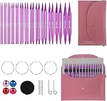 4-inch Knitting Needles Set, 13 Pairs Interchangeable Circular Knitting Needles Set Aluminum US Sizes 2.5, 3, 4, 5, 6, 7, 8, 9, 10, 10.75, 11, 13, 15 with 5 Cables, Knitting Accessories and Case (Green)